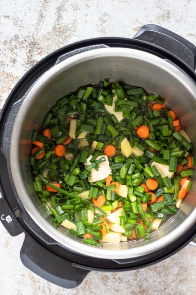 vegetables and water in the instant pot