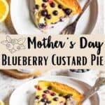 Mother's Day Blueberry Custard Pie Pinterest Image middle design banner