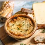 Easy French Onion Soup Recipe Pinterest Image top clear banner