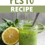 5 Minute Pesto Recipe Pinterest Image top design banner