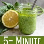 5 Minute Pesto Recipe Pinterest Image bottom design banner