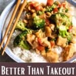 Better Than Takeout Cashew Chicken Recipe Pinterest Image bottom design banner