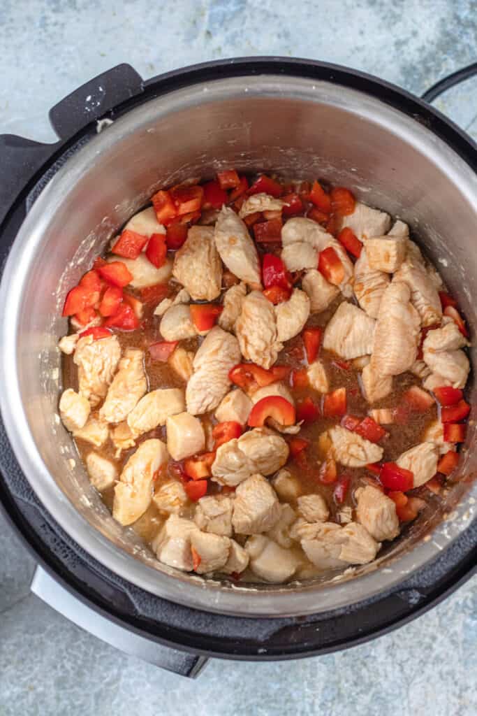 Cooked chicken in the pressure cooker