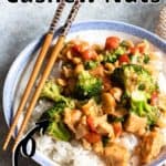 Summertime Cashew Chicken Pinterest Image top outlined title