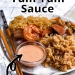 Homemade Yum Yum Sauce Pinterest Image top outlined title