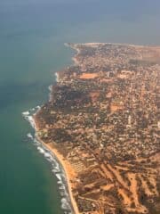 The gambian coastline from overhead.
