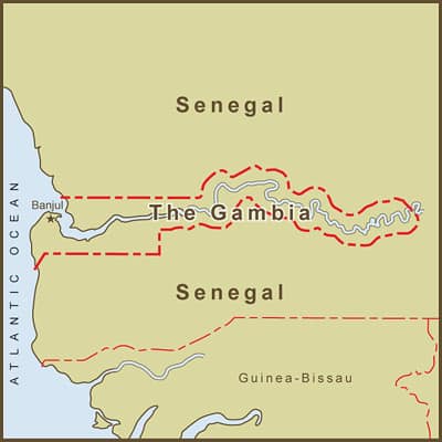 The Gambia shape inside senegal 