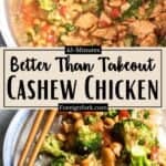 Better Than Takeout Cashew Chicken Recipe Pinterest Image middle design banner
