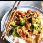 Better Than Takeout Cashew Chicken Recipe Pinterest Image top black banner