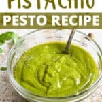 Pistachio Pesto Recipe Pinterest Image top design banner