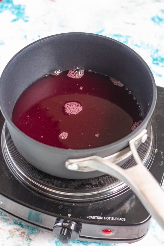 Cherry juice in a small pot