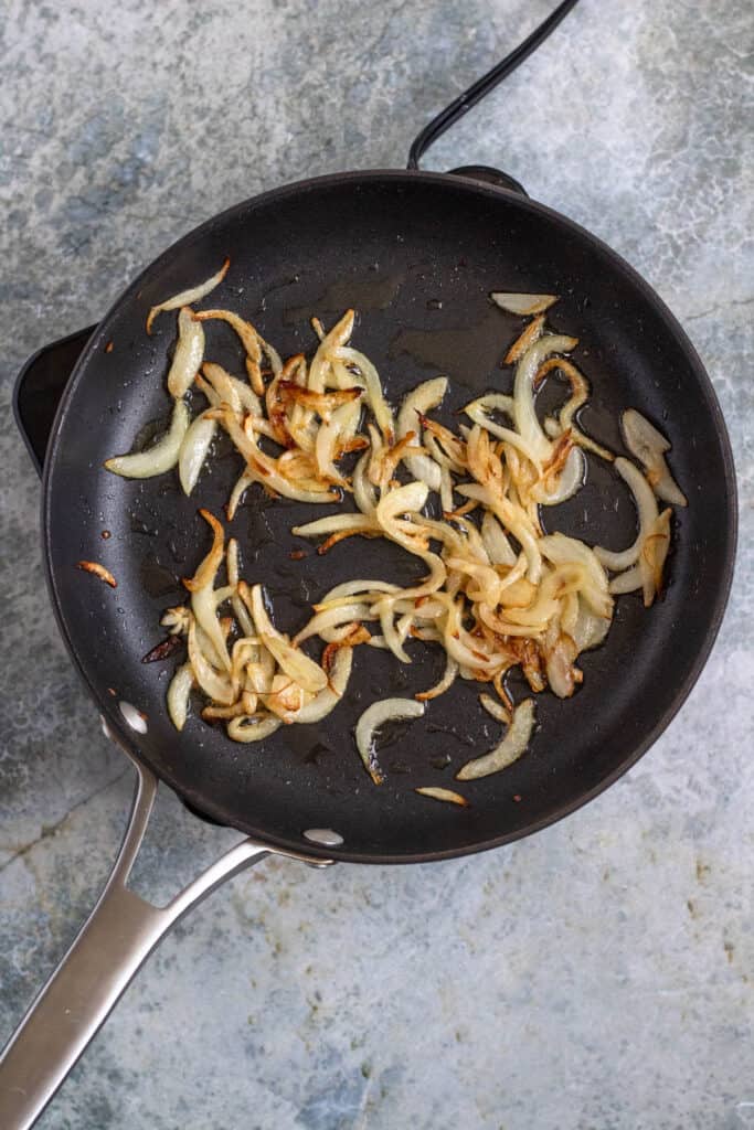 caramelized onions in a pan