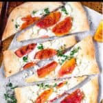 Peach and Goat Cheese Pizza Recipe Pinterest Image top black banner