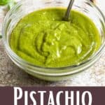Pistachio Pesto Recipe Pinterest Image bottom design banner