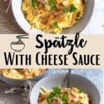 Spätzle With Cheese Sauce Pinterest Image middle design banner