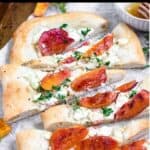 Peach Pizza with Goat Cheese and Honey Pinterest Image top black banner