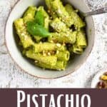 10 Minute Pistachio Pesto Recipe Pinterest Image bottom design banner
