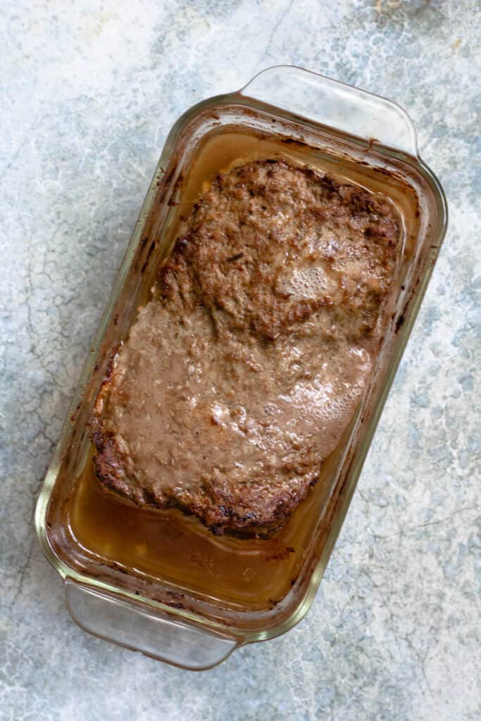 cooked gyro meat in a loaf pan
