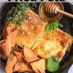 Fried Feta and Honey Pinterest Image top clear banner