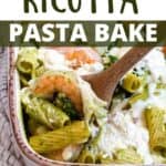 Shrimp and Ricotta Pasta Bake Pinterest Image top design banner