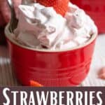 Strawberries and Cream Recipe Pinterest Image bottom design banner