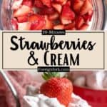 Strawberries and Cream Recipe Pinterest Image middle design banner