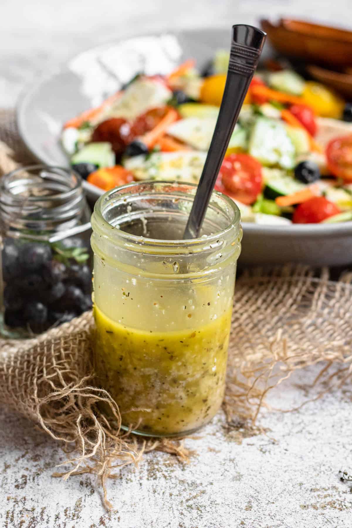 Mason jar full of Italian Salad Dressing Recipe