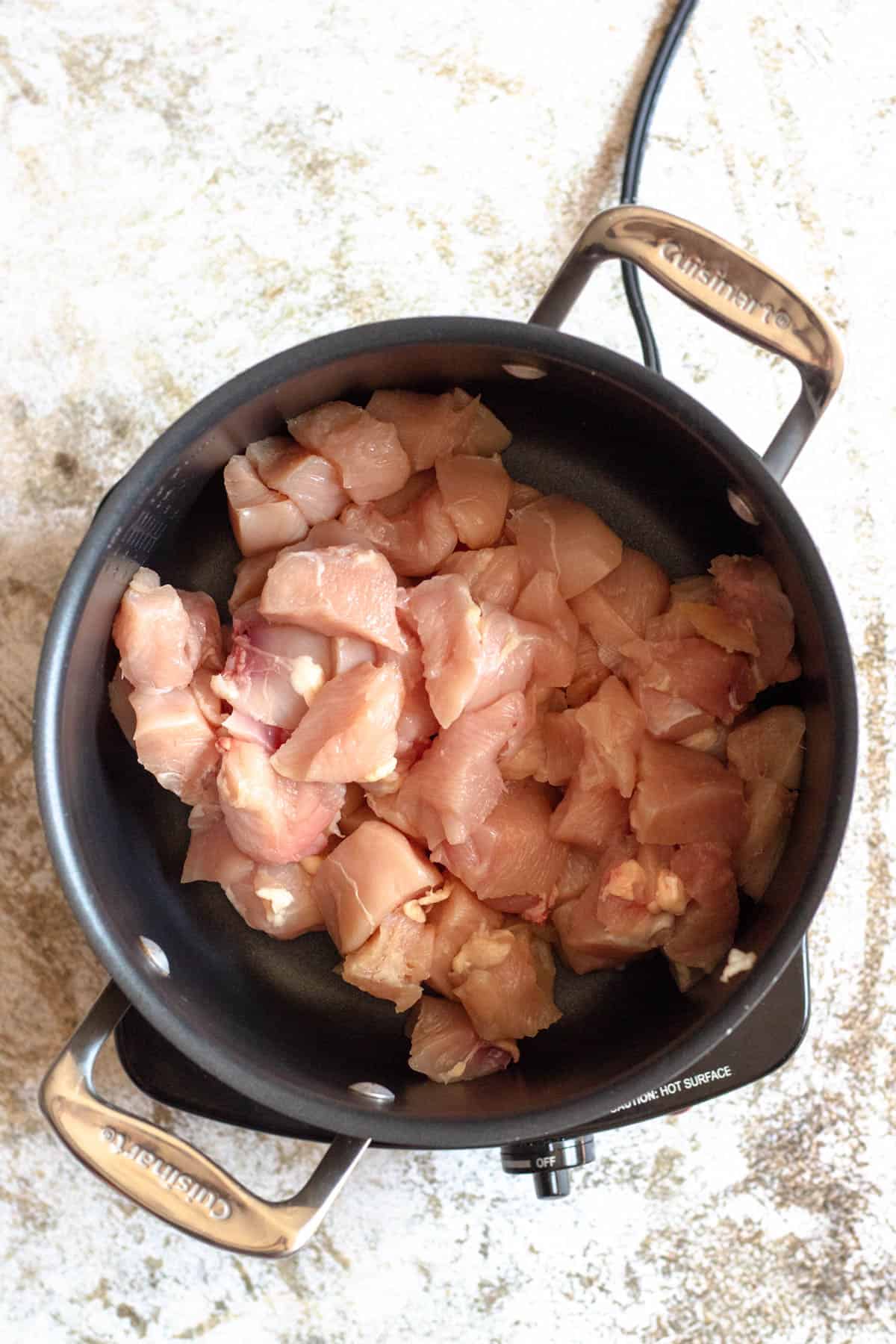 Chicken in a medium pot