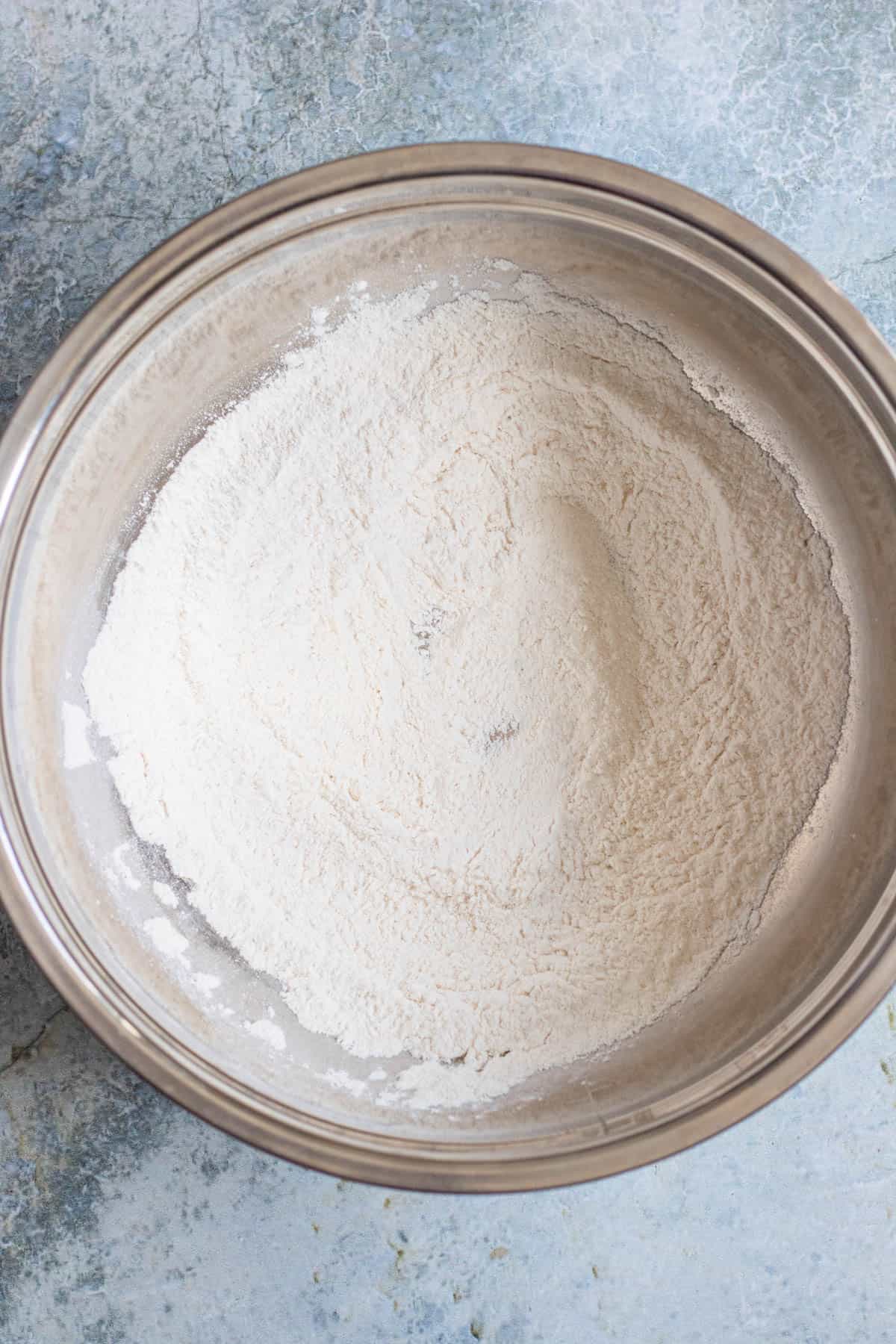 Flour in a mixing bowl 
