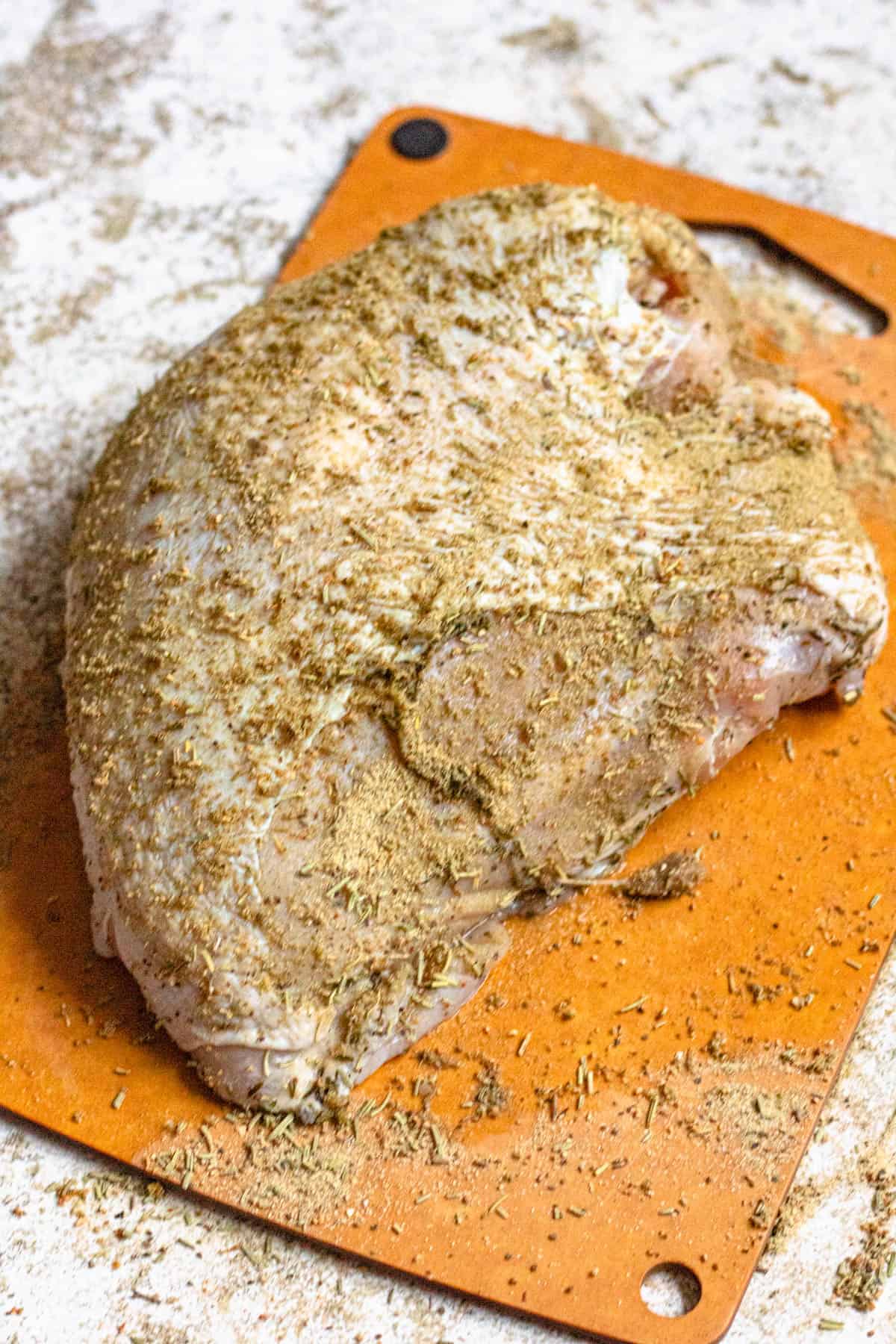 Turkey rubbed in a spice blend
