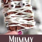 Halloween Mummy Brownie Recipe Pinterest Image bottom design banner