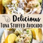 Tuna Stuffed Avocado Pinterest Image middle design banner