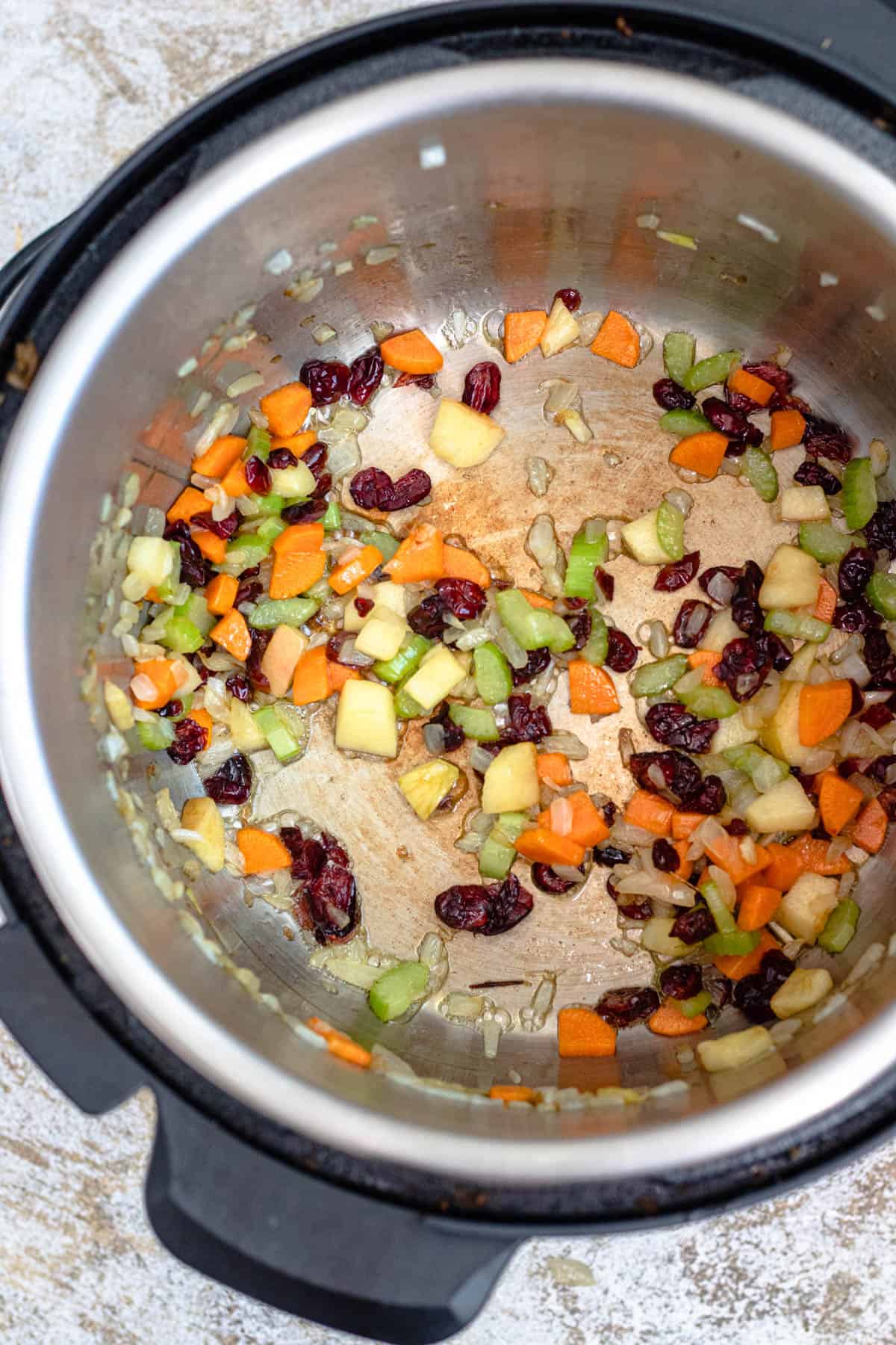 cooked vegetables in the instant pot