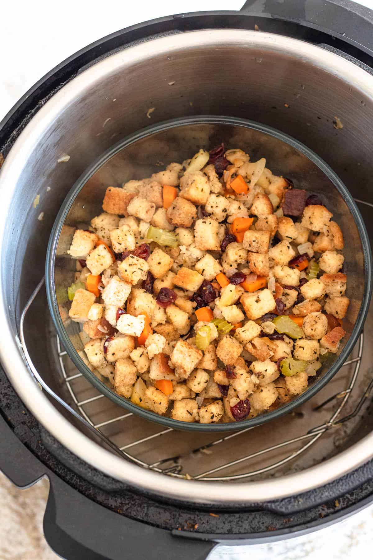 Stuffing in the Instant Pot using pot in pot method