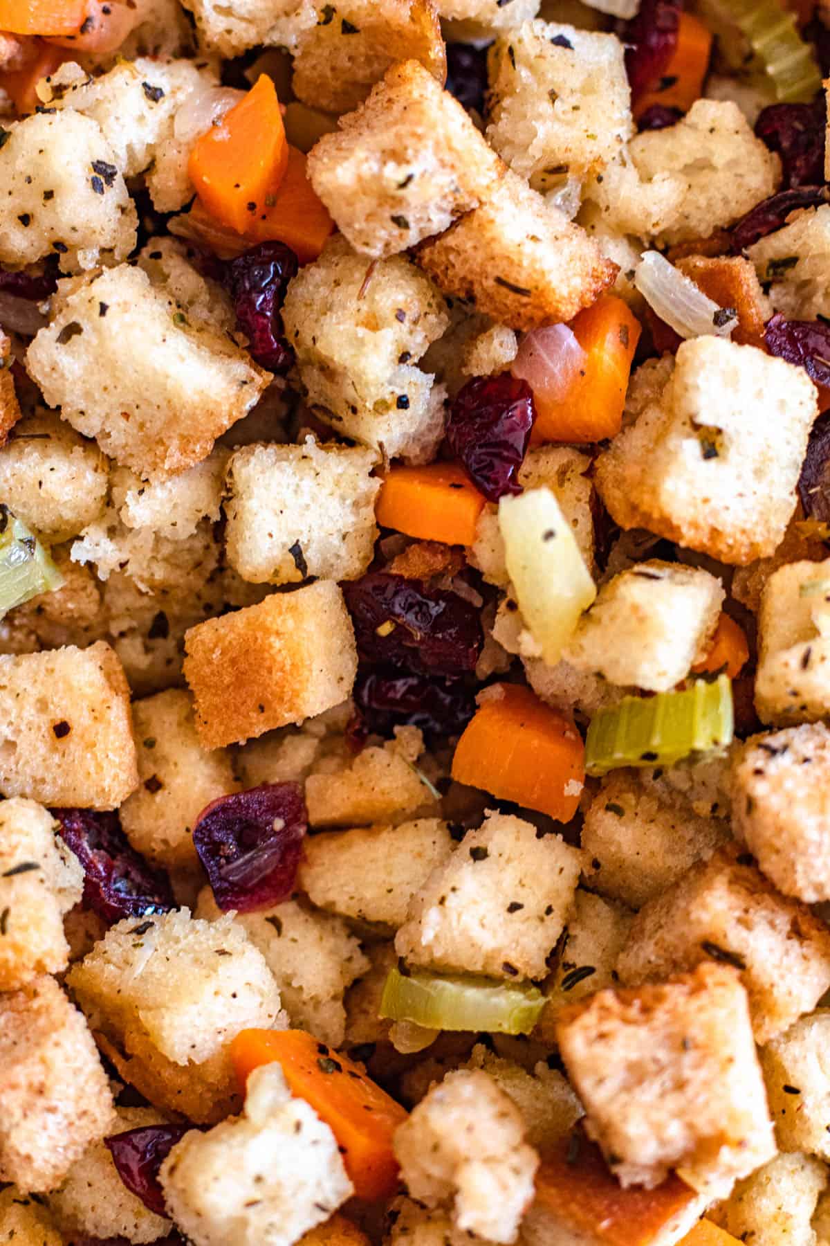 close up of homemade stuffing recipe