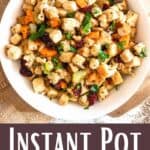 Thanksgiving Instant Pot Stuffing Recipe Pinterest Image bottom design banner