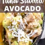 Tuna Stuffed Avocado Pinterest Image top design banner