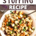 Thanksgiving Instant Pot Stuffing Recipe Pinterest Image top design banner