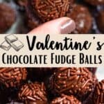 Valentine's Day Chocolate Fudge Balls Pinterest Image middle design banner