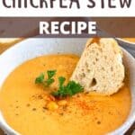 Chickpea Stew Recipe Pinterest Image top design banner