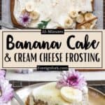 Banana Cake and Cream Cheese Frosting Pinterest Image middle design banner