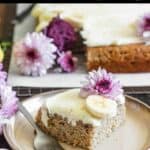 Banana Cake and Cream Cheese Frosting Pinterest Image top black banner