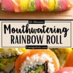 Homemade Rainbow Roll Sushi Recipe Pinterest Image middle design banner