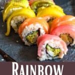 Homemade Rainbow Roll Sushi Recipe Pinterest Image bottom design banner