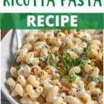 Lemon Ricotta Pasta Recipe Pinterest Image top design banner