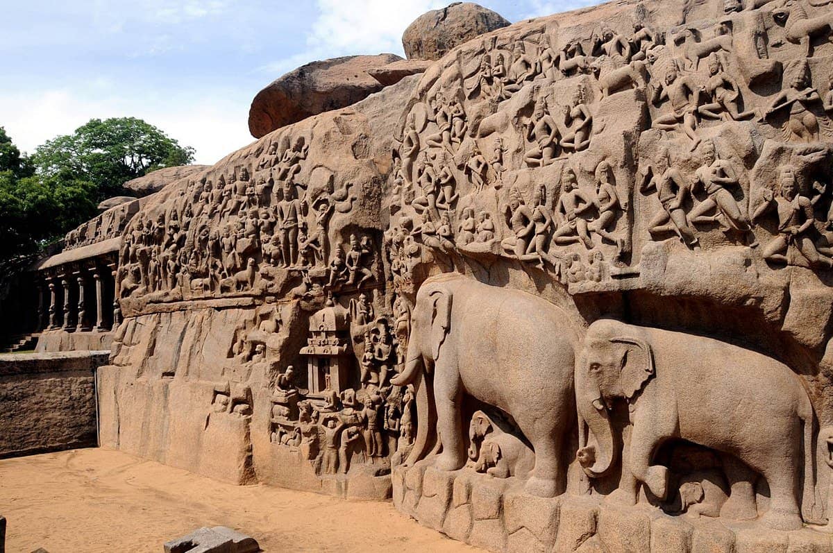 Pallava dynasty art and carvings. 