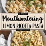 Lemon Ricotta Pasta Recipe Pinterest Image middle design banner