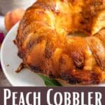 Peach Cobbler Pound Cake Recipe Pinterest Image bottom design banner