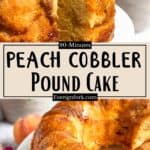 Peach Cobbler Pound Cake Recipe Pinterest Image middle design banner