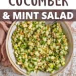 Cucumber and Mint Salad Recipe Pinterest Image top design banner